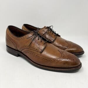 Allen Edmonds Lombard 2622 Walnut Brown Leather Wingtip Derby Shoes Size 8.5